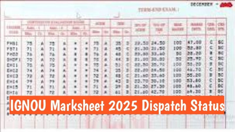 IGNOU Marksheet 2025 Dispatch Status
